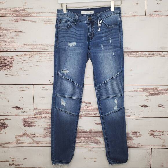 Skinny Moto Ankle Jean KanCan Distressed 25 - Picture 1 of 8